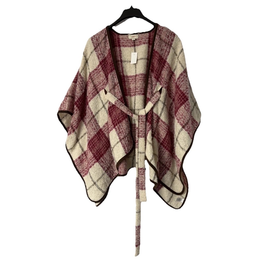NWT Ann Taylor LOFT Womens‎ Soft One Size Plaid Shawl Wrap Sweater